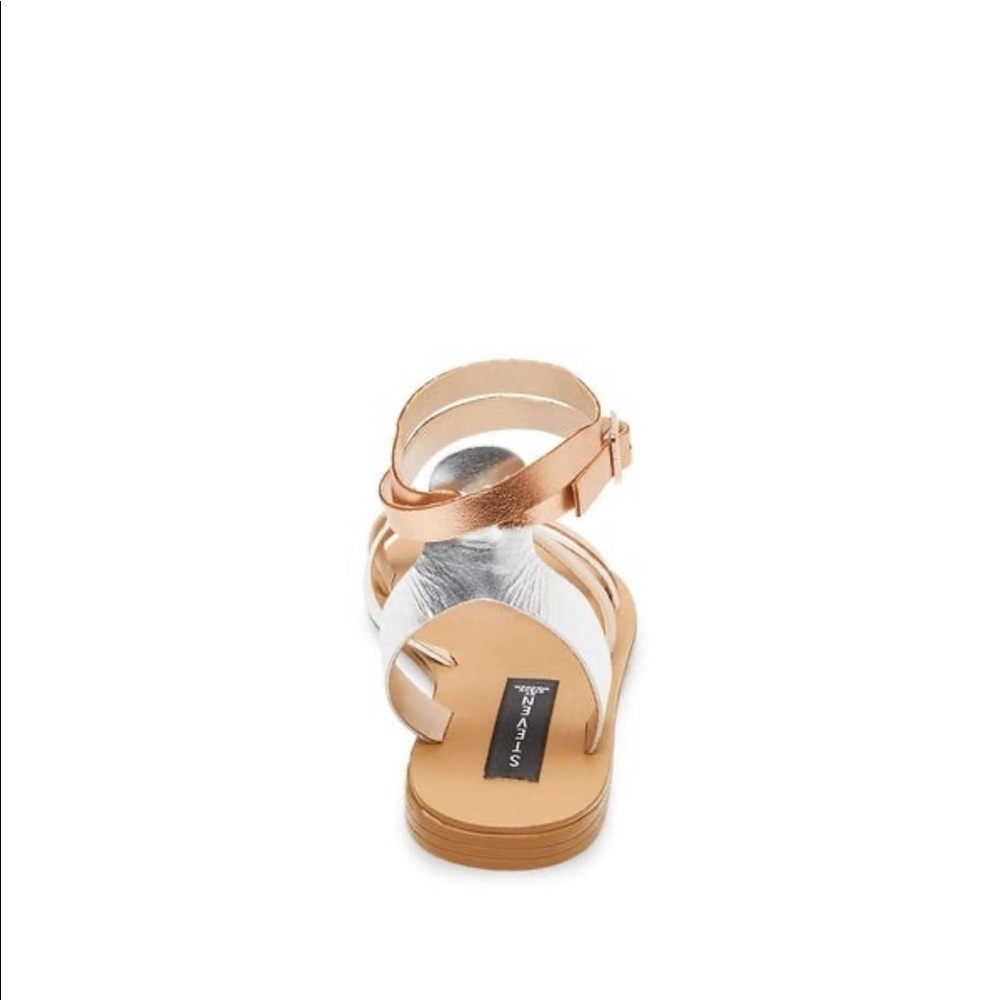 Matas Metallic Leather Flat Ankle Strap Sandals - Picture 4 of 8